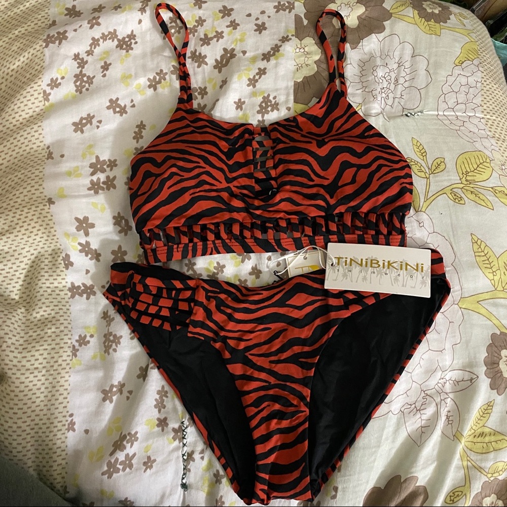 Tiger print Tinibikini two piece bathing suit *NWT*